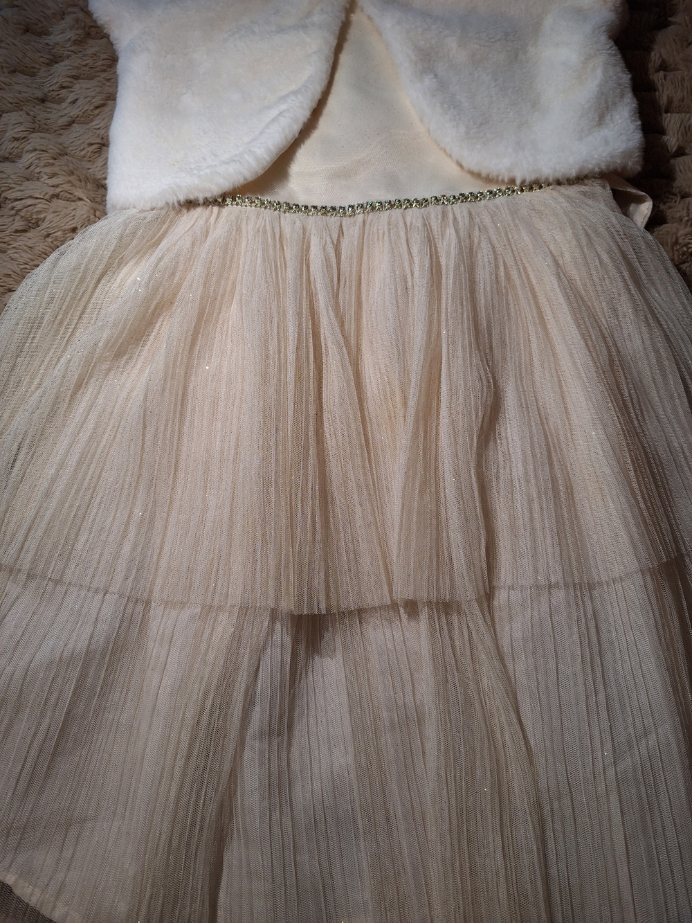 Nannette Cream Sparkle Girls Dress